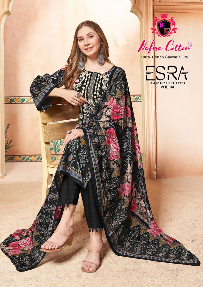 Esra Vol 4 By Nafisa Karachi Cotton Dress Material Wholesale Price In Surat
